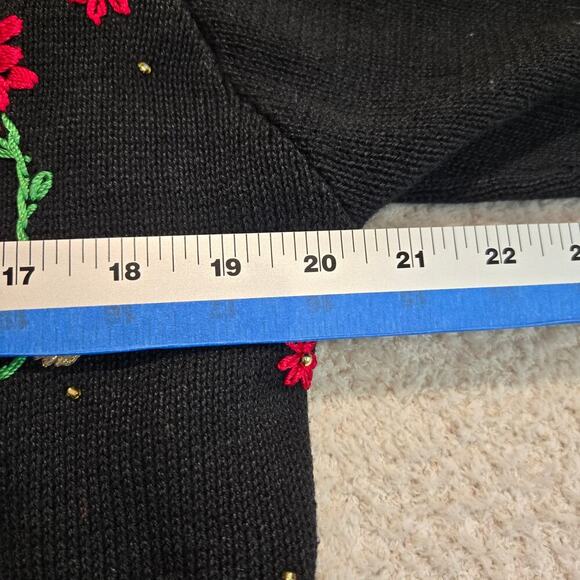 Vtg Arriviste Woman Embroidered Button-up Christmas Cardigan Sweater Size 14/16 - Picture 6 of 12